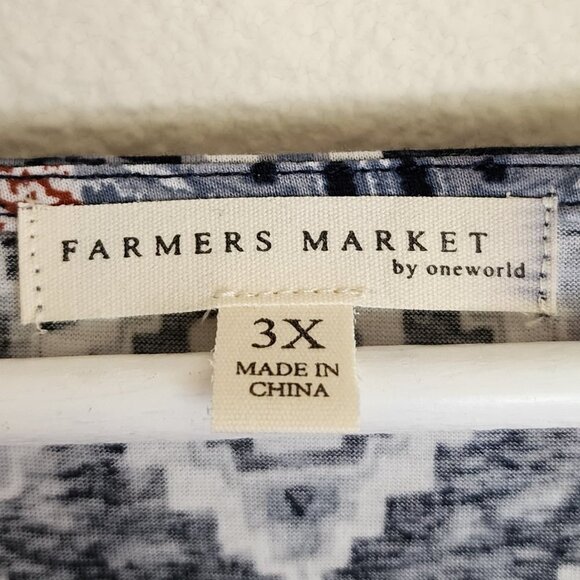 Farmer’s Market Floral Geo Top Womens Size‎ 3X Tie Front Split Neck Boho Multi - Picture 5 of 8